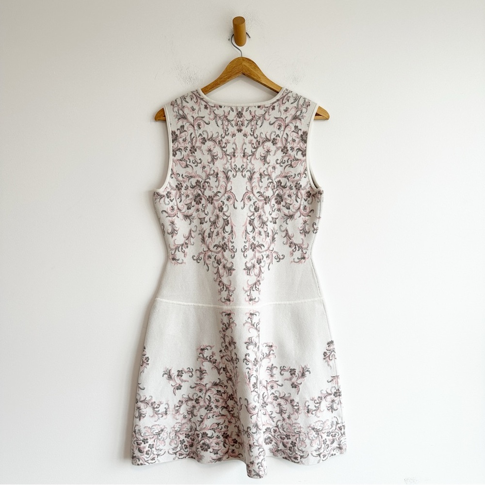 BCBG Max Azria "Wilma" Fit Flare Dress Women's Large Floral Pink Cream - Picture 3 of 10